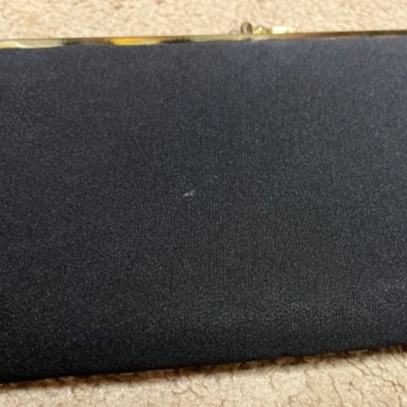 Vintage Stylemark By Mutterperl Black Evening Double Kiss Lock Purse Clutch - Picture 11 of 11